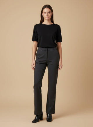 Pantalone - Pantalone palazzo punto milano - Grigio scuro melange - vevi.it