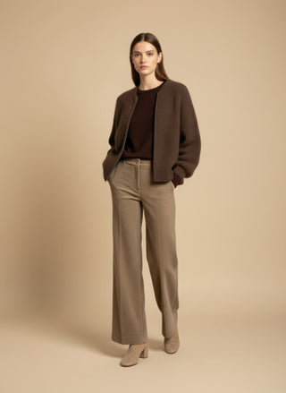 Pantalone - Pantalone palazzo velluto - Beige - VEVI