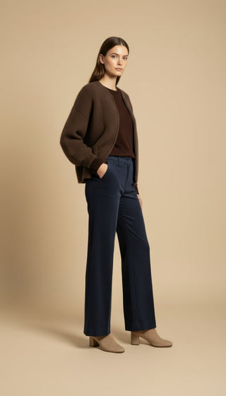 Pantalone - Pantalone palazzo velluto - Blu - VEVI