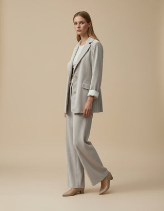 Giacca - Pantalone palazzo velluto - Burro - VEVI