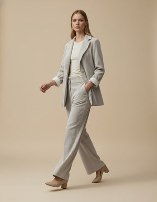 Giacca - Pantalone palazzo velluto - Burro - VEVI