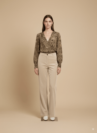 Pantalone - Pantalone palazzo velluto - Burro - vevi.it