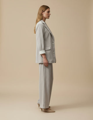 Giacca - Pantalone palazzo velluto - Burro - VEVI