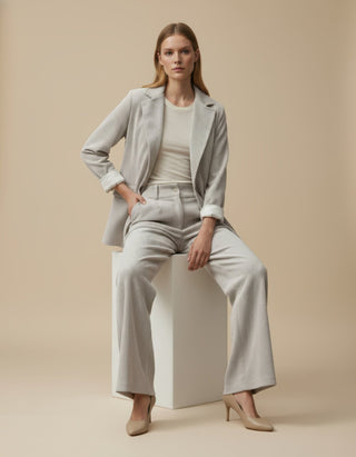 Giacca - Pantalone palazzo velluto - Burro - VEVI