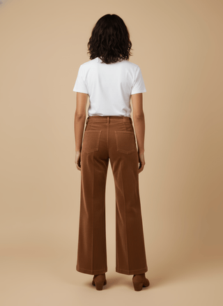 Pantalone - Pantalone palazzo velluto - Cognac - vevi.it