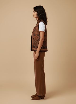 Pantalone - Pantalone palazzo velluto - Cognac - vevi.it