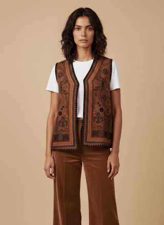 Pantalone - Pantalone palazzo velluto - Cognac - vevi.it