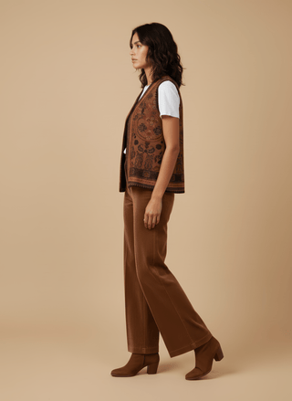 Pantalone - Pantalone palazzo velluto - Cognac - vevi.it