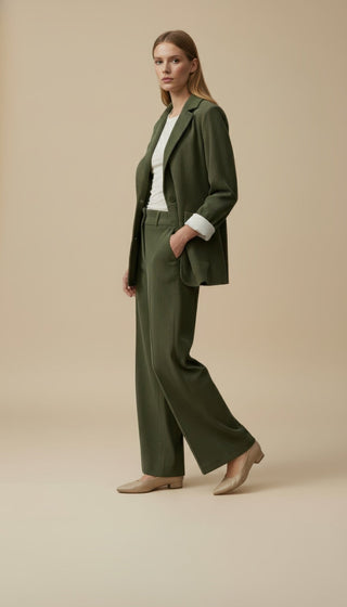 Giacca - Pantalone palazzo velluto - Verde - VEVI