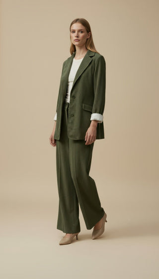 Giacca - Pantalone palazzo velluto - Verde - VEVI