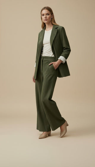 Giacca - Pantalone palazzo velluto - Verde - VEVI