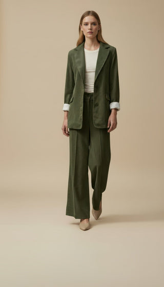 Giacca - Pantalone palazzo velluto - Verde - VEVI