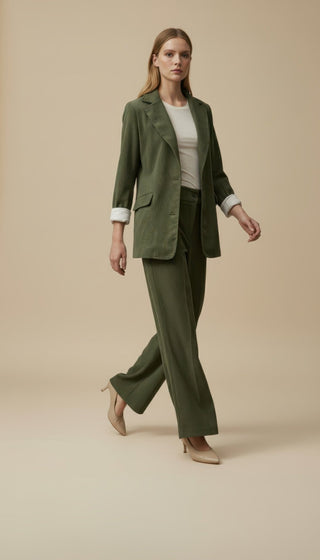 Giacca - Pantalone palazzo velluto - Verde - VEVI