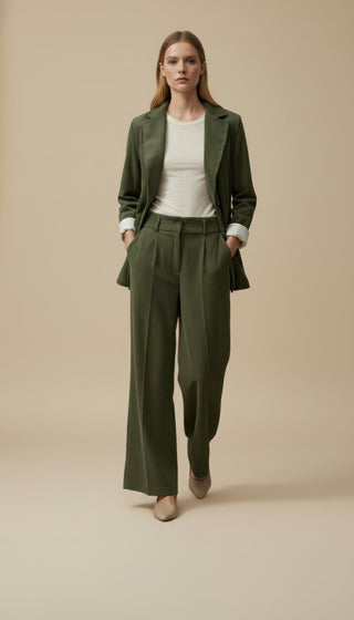 Giacca - Pantalone palazzo velluto - Verde - VEVI