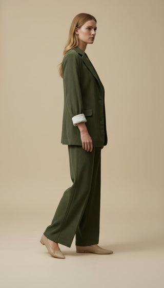 Giacca - Pantalone palazzo velluto - Verde - VEVI