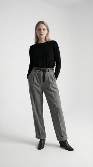 Pantalone - Pantalone spigato cintura elastico dietro - Grigio - VEVI