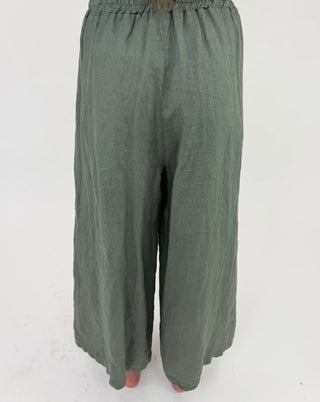 Pantalone - Pantaloni larghi puro lino GFE7207 - Verde militare - VEVI
