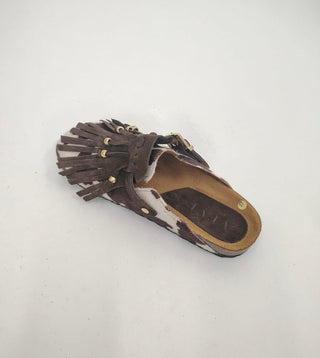 Scarpe - Sabot cavallino mucca frange GRE003 - Moro - VEVI