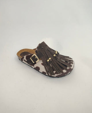 Scarpe - Sabot cavallino mucca frange GRE003 - Moro - VEVI