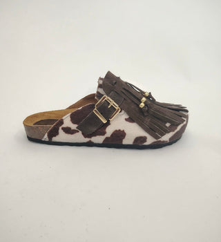 Scarpe - Sabot cavallino mucca frange GRE003 - Moro - VEVI