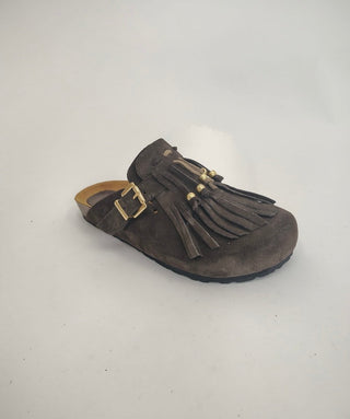 Scarpe - Sabot frange vera pelle GRE002 - Moro - VEVI