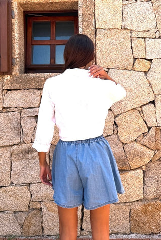 Shorts - Shorts chambray elastico vita DFE2527 - Blu denim chiaro - VEVI