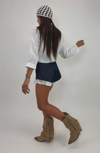 Shorts - Shorts denim doppio tessuto DFE26031+ - Blu denim scuro - VEVI