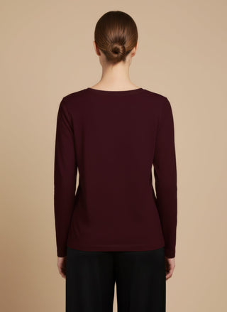 T-shirt - T-shirt m/l basic cotone - Bordeaux - vevi.it