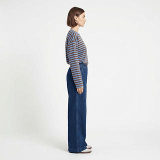 T-shirt - T-shirt m/l riga girocollo AME0028 - Blu - VEVI