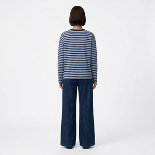 T-shirt - T-shirt m/l riga girocollo AME0028 - Blu - VEVI