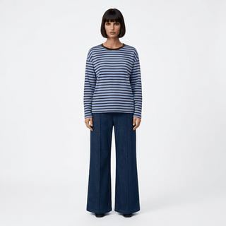 T-shirt - T-shirt m/l riga girocollo AME0028 - Blu - VEVI