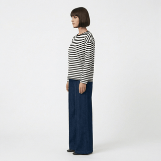 T-shirt - T-shirt m/l riga girocollo AME0028 - Nero - VEVI