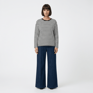 T-shirt - T-shirt m/l riga girocollo AME0028 - Nero - VEVI