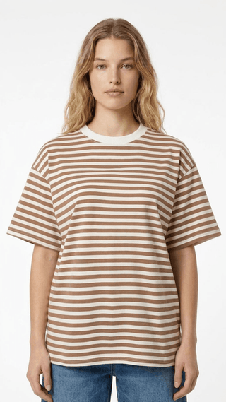 T-shirt - T-shirt riga AME10060 - Marrone - VEVI