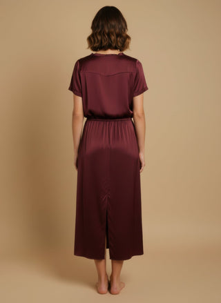T-shirt - T-shirt satin stretch viscosa - Bordeuax - vevi.it