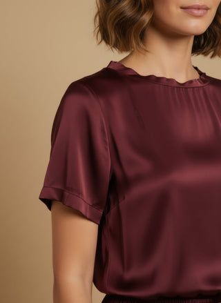T-shirt - T-shirt satin stretch viscosa - Bordeuax - vevi.it