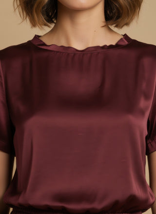 T-shirt - T-shirt satin stretch viscosa - Bordeuax - vevi.it