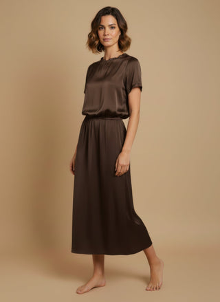 T-shirt - T-shirt satin stretch viscosa - Marrone - vevi.it