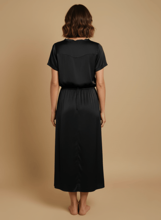 T-shirt - T-shirt satin stretch viscosa - Nero - vevi.it