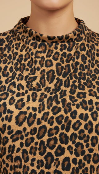 Top - Top animalier pieghe smanicato - Cammello/nero - vevi.it