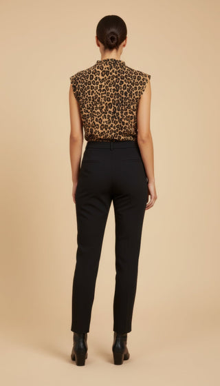 Top - Top animalier pieghe smanicato - Cammello/nero - vevi.it