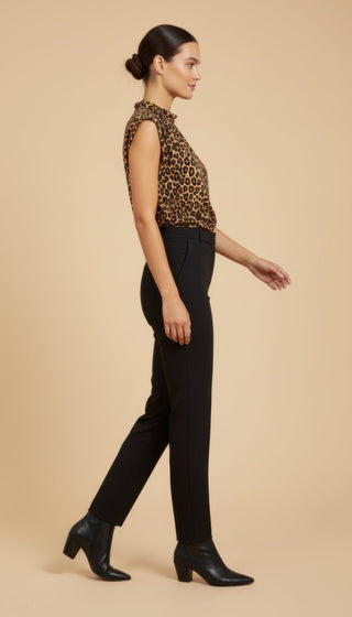 Top - Top animalier pieghe smanicato - Cammello/nero - vevi.it