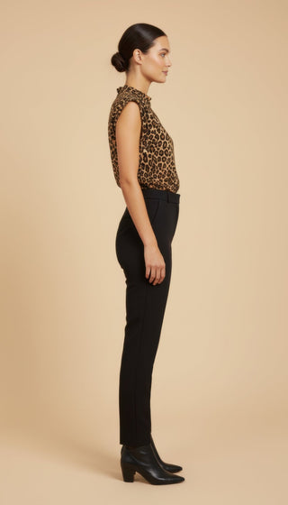 Top - Top animalier pieghe smanicato - Cammello/nero - vevi.it