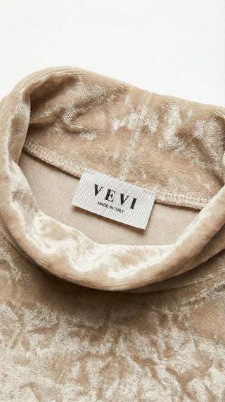 Top - Top ciniglia collo vulcano - Beige - VEVI