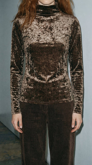 Top - Top ciniglia collo vulcano - Moro - VEVI