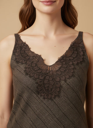 Top - Top galles bordo pizzo - Marrone - vevi.it