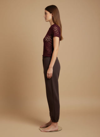 Top - Top m/m girocollo pizzo - Bordeaux - vevi.it