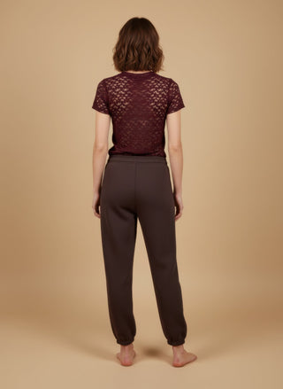 Top - Top m/m girocollo pizzo - Bordeaux - vevi.it