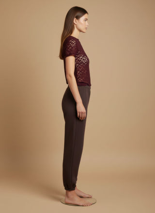 Top - Top m/m girocollo pizzo - Bordeaux - vevi.it