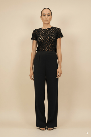 Top - Top m/m girocollo pizzo - Nero - vevi.it